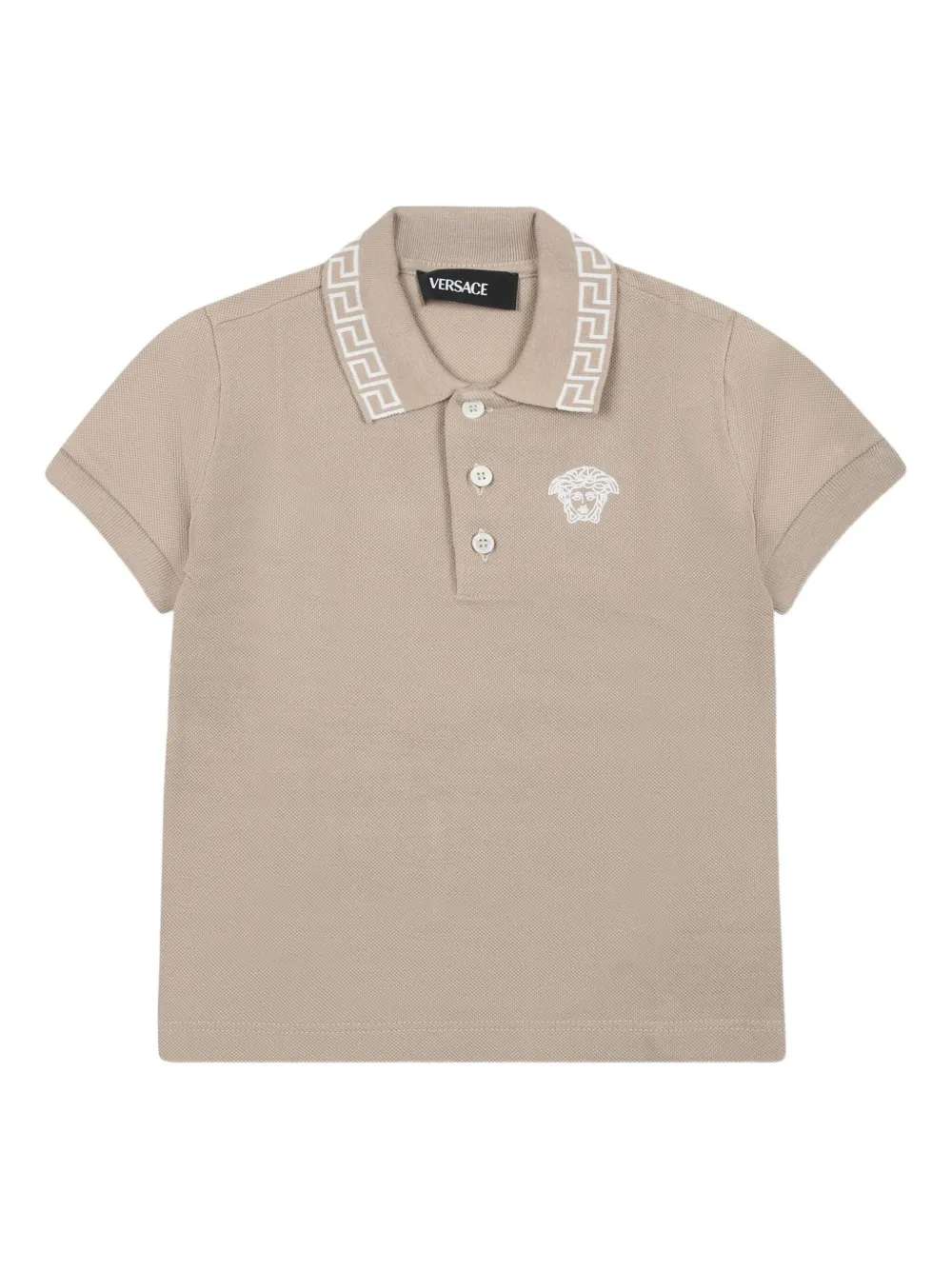 Versace Medusa-motif Polo Shirt In Brown
