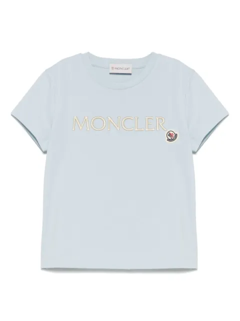 Moncler Enfant футболка с вышитым логотипом