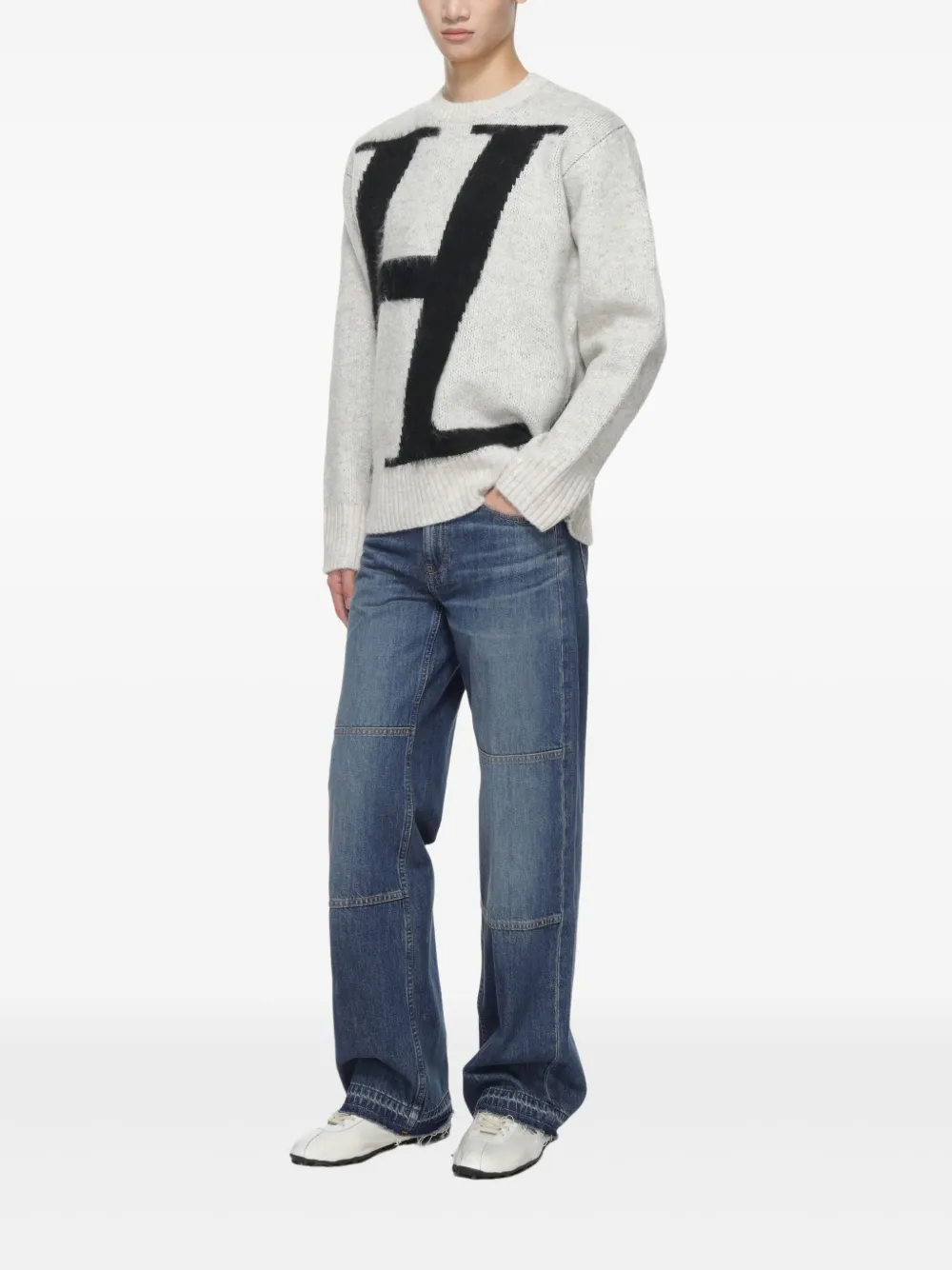 Helmut Lang Trui met logo-jacquard Grijs