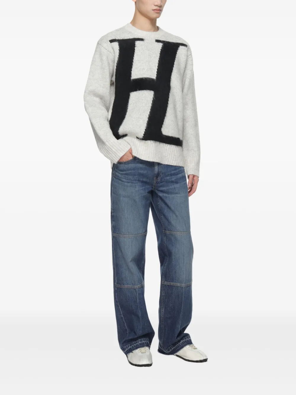 Helmut Lang Trui met logo-jacquard Grijs