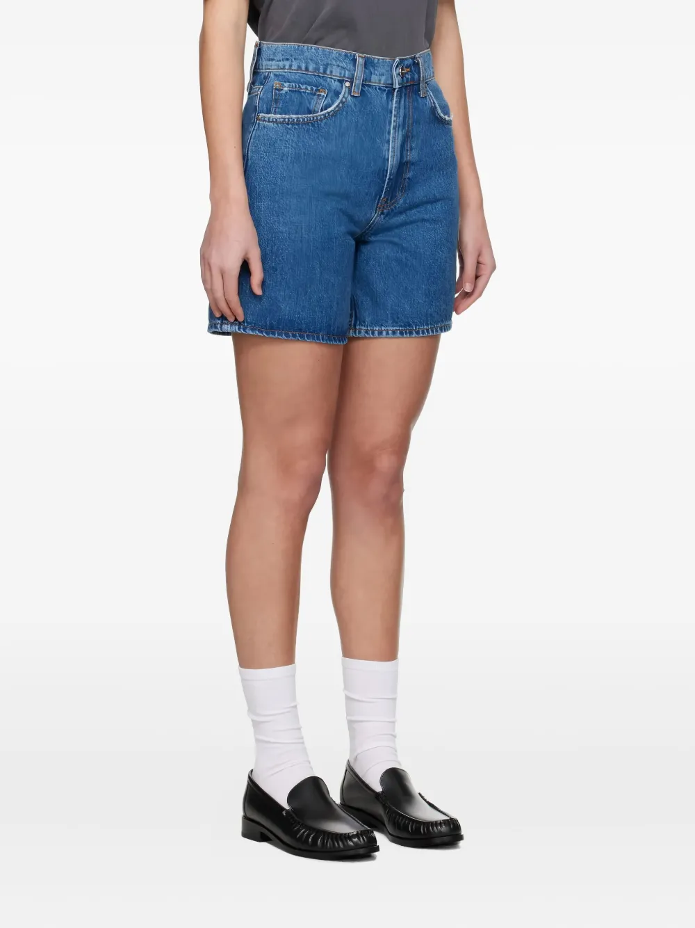 Anine Bing Cotton Denim Shorts In Blue