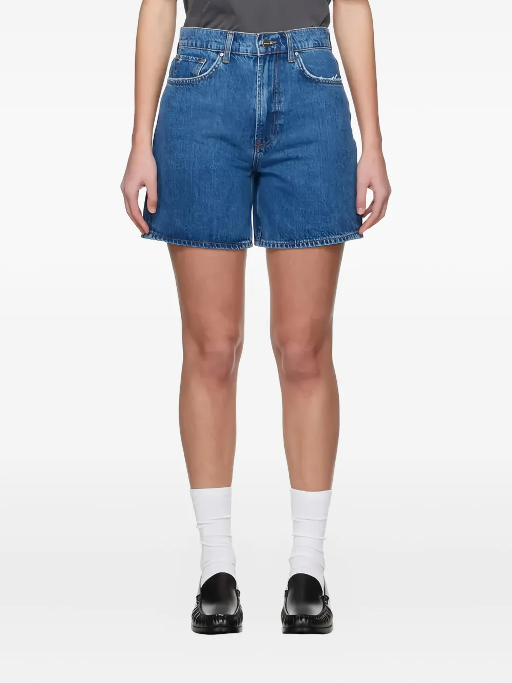 Anine Bing Cotton Denim Shorts In Blue