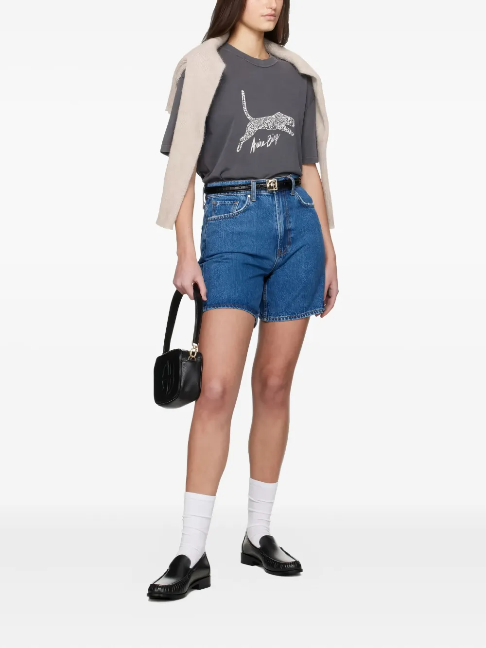 Anine Bing Cotton Denim Shorts In Blue