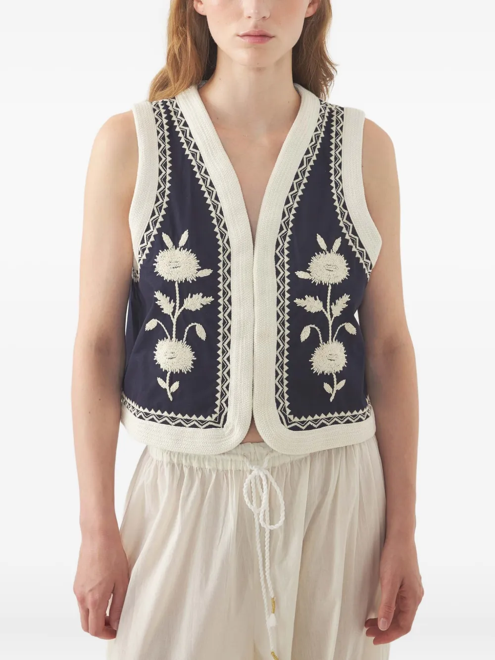 Antik Batik floral-embroidered waistcoat | Blue | Image 1