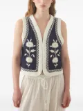 Antik Batik floral-embroidered waistcoat - Blue
