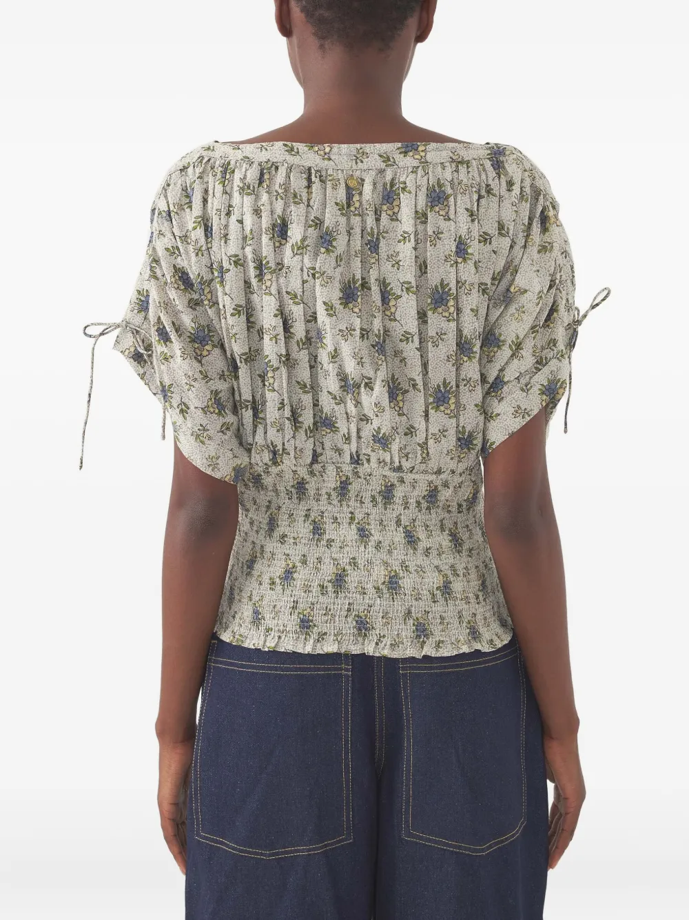 Antik Batik Shirt met bloemenprint Grijs