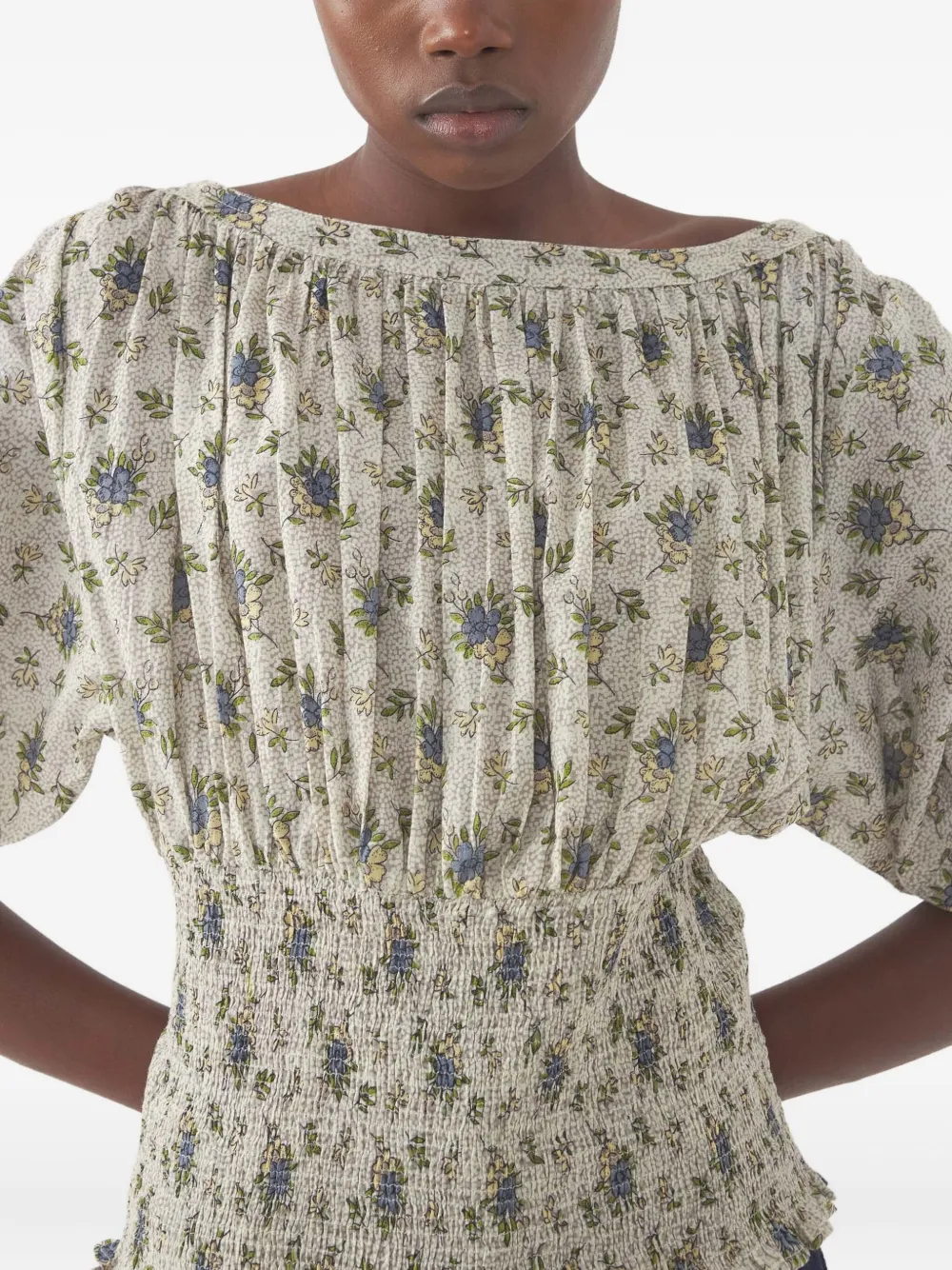 Antik Batik Shirt met bloemenprint Grijs