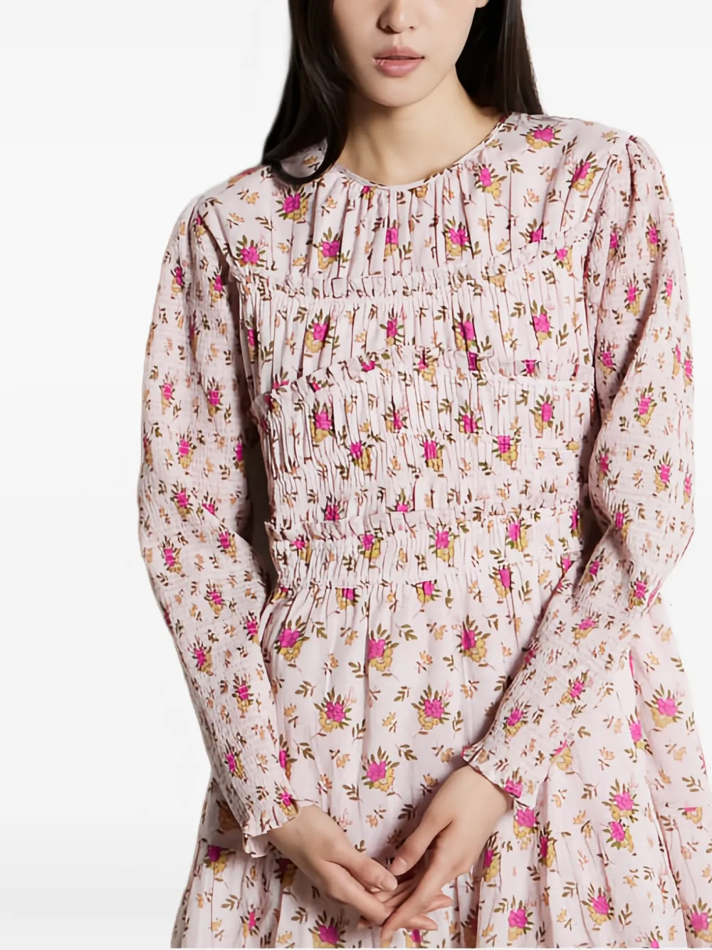 Antik Batik Jurk met bloemenprint Roze