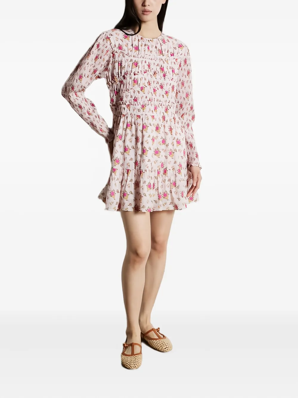 Antik Batik smocked floral-print dress - Roze