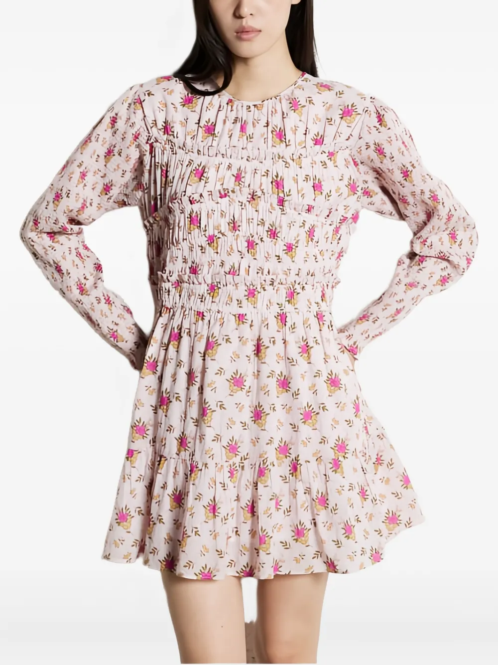 Antik Batik Jurk met bloemenprint Roze