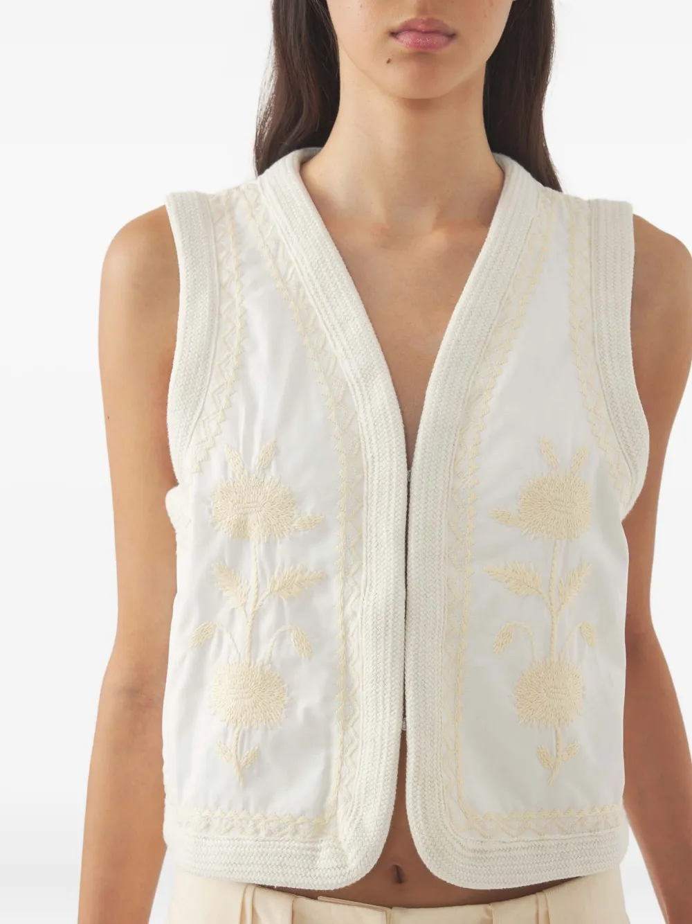 Antik Batik Spencer met borduurwerk Wit