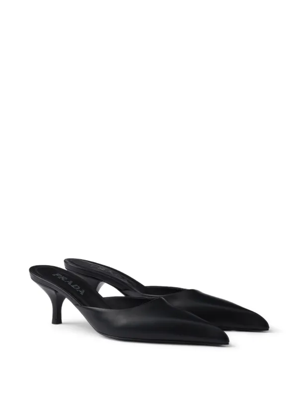 靴 PRADA Leather Mules 37 1/2 Prada Leather Mules | Black | FARFETCH