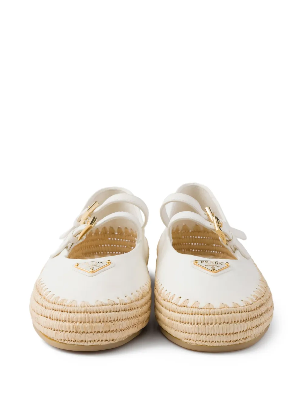 Prada leather ballerina shoes White