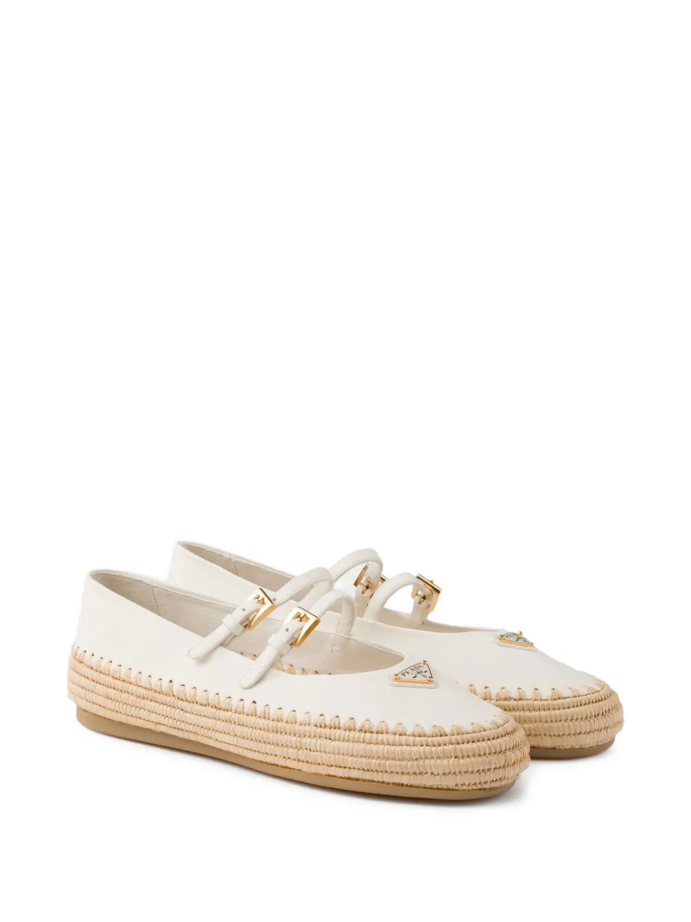 Prada Leren ballerina's - Wit