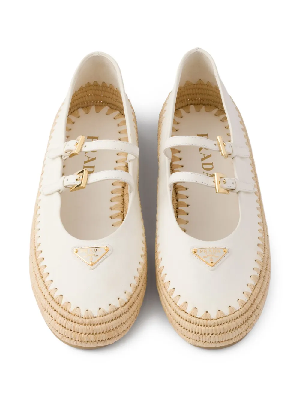 Prada leather ballerina shoes White