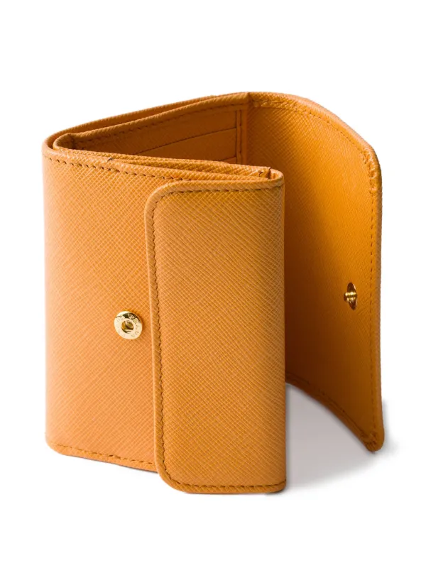 美品‼️PRADA オレンジ 二つ折り財布 サフィアーノレザー プラダ 二つ折り財布 財布 レディース サフィアーノ メタル アランチョ