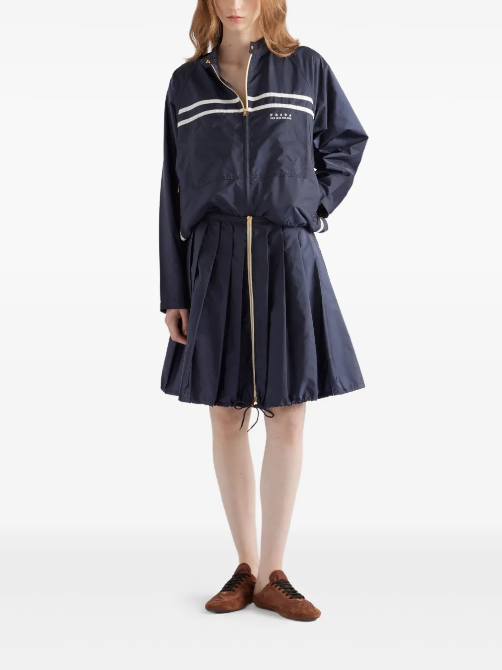 Prada Re-Nylon mini-rok met plooien - Blauw
