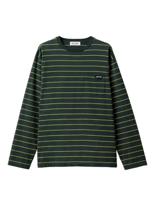 T-shirt en coton à manches longues - Miu Miu - Modalova