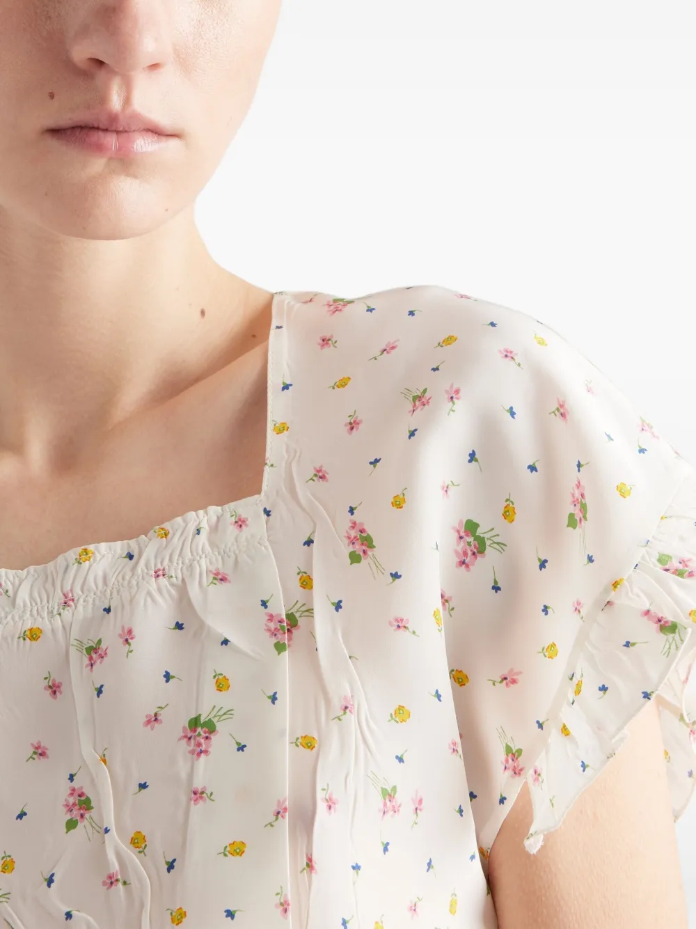 Prada Top met bloemenprint Wit