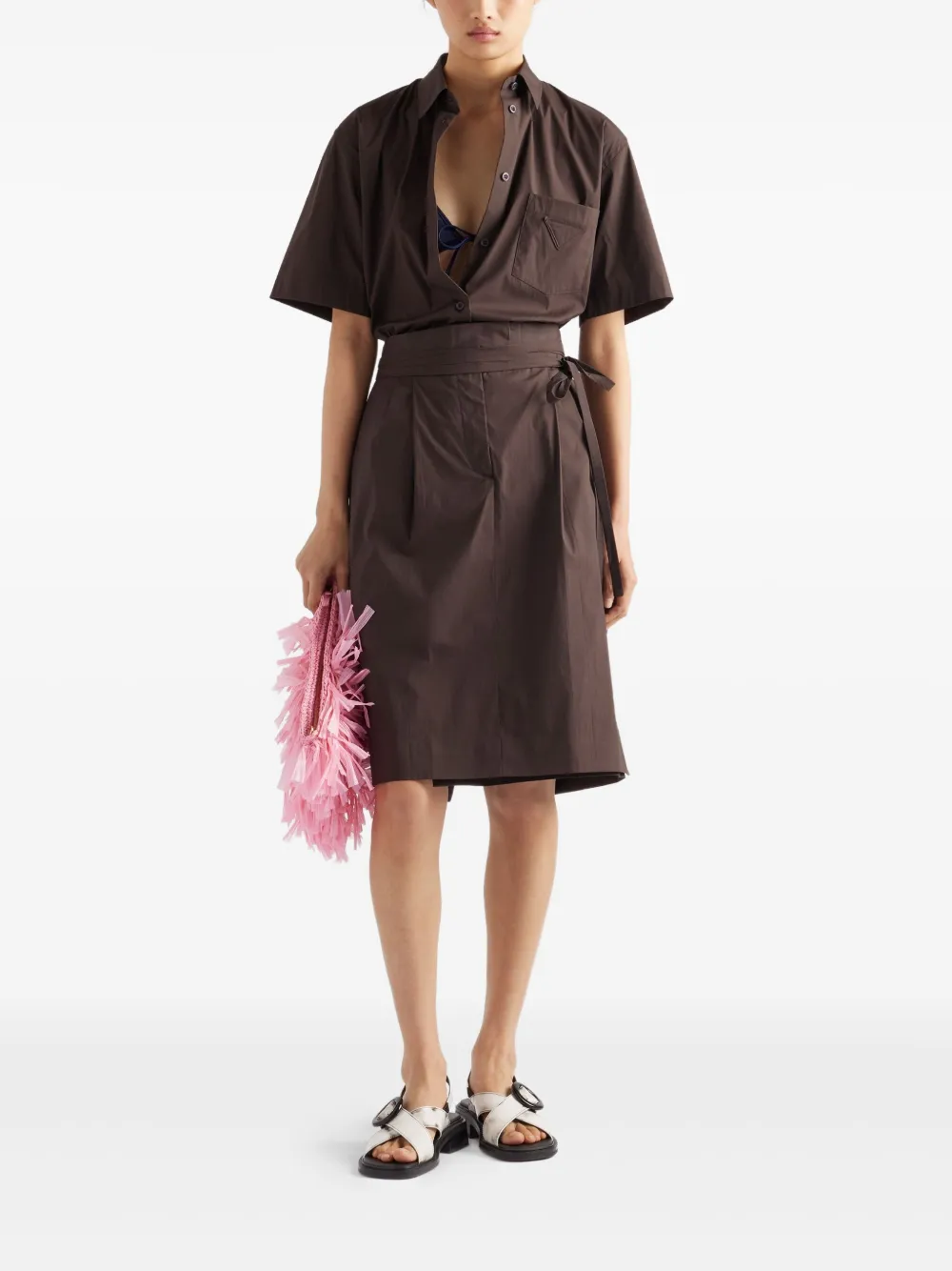 Prada Popeline blouse - Bruin