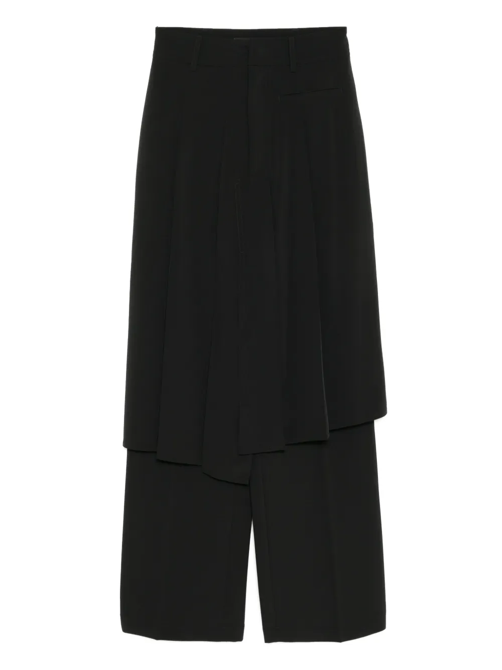 Goen.J Asymmetrisch straight broek met plooien Zwart