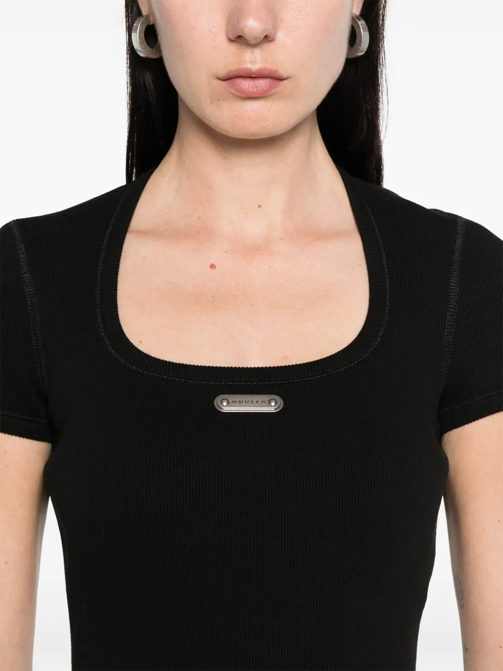 Alexander McQueen Midi-jurk met logoplakkaat Zwart