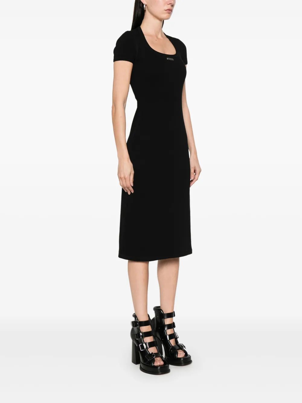 Alexander McQueen Midi-jurk met logoplakkaat Zwart