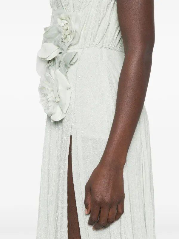 Elisabetta Franchi floral-embroidery Lurex Gown | Green