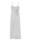 Elisabetta Franchi flower-embroidery lurex gown - Blue