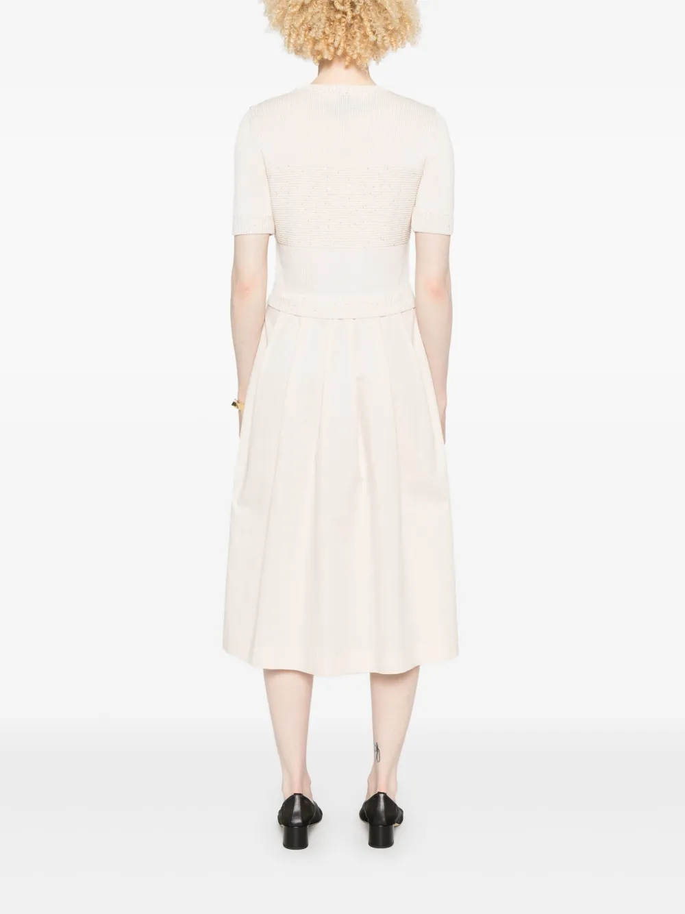 Shop Peserico Contrast-panel Midi Dress In Neutrals