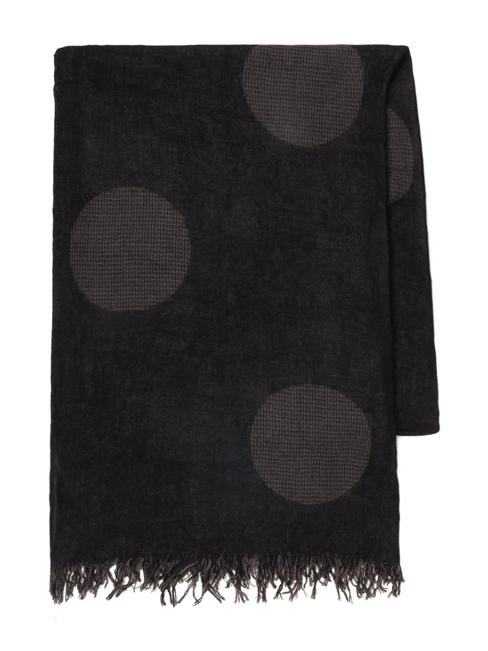 Y's polka dot fringed scarf | Black | Image 1