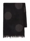 Y's polka dot fringed scarf - Black
