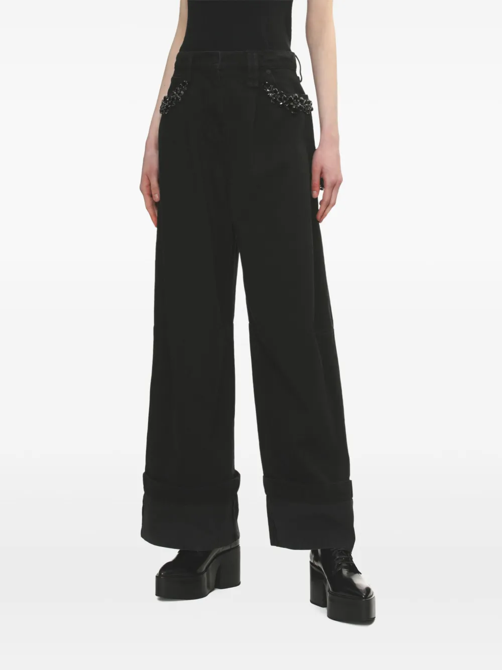 Simone Rocha Katoenen straight jeans Zwart