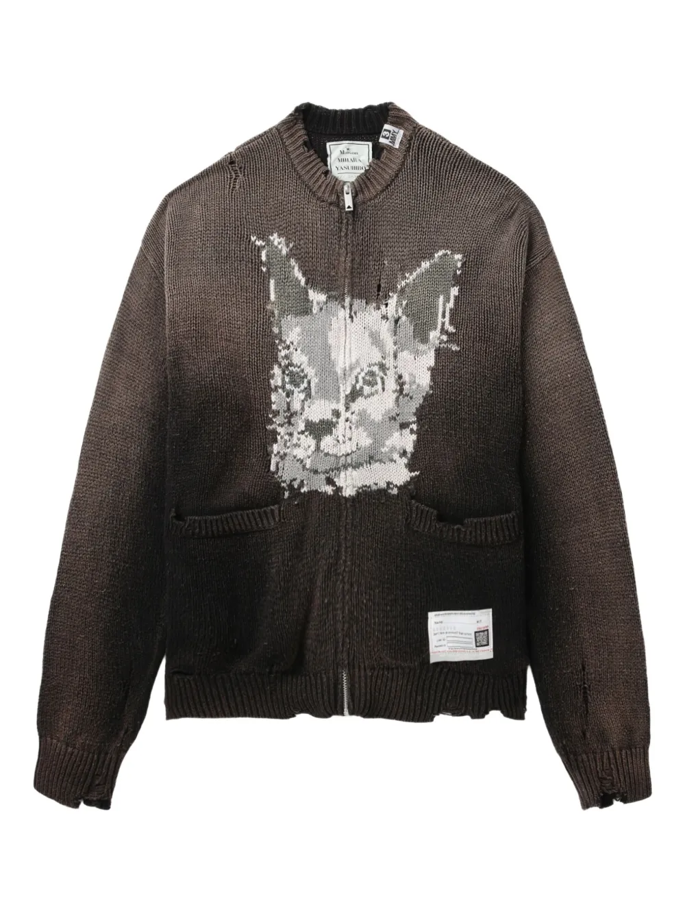 Maison MIHARA YASUHIRO Gerafeld vest met rits en cat-face Bruin