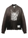 Maison MIHARA YASUHIRO cat-face distressed zip-up cardigan - Brown