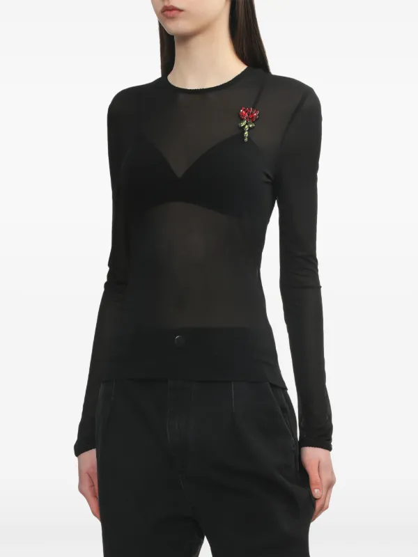 新品　Simone Rocha パール パッチワーク ロングTシャツ L 黒 Simone Rocha ロングTシャツ | ブラック | FARFETCH JP