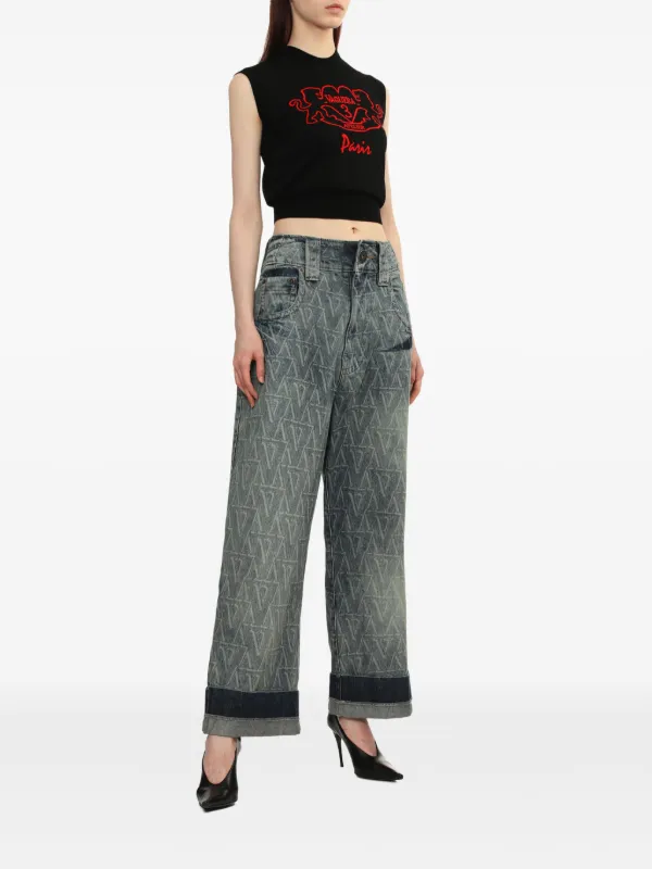 vaquera タンクトップ Vaquera インターシャロゴトップ | ブラック | FARFETCH JP