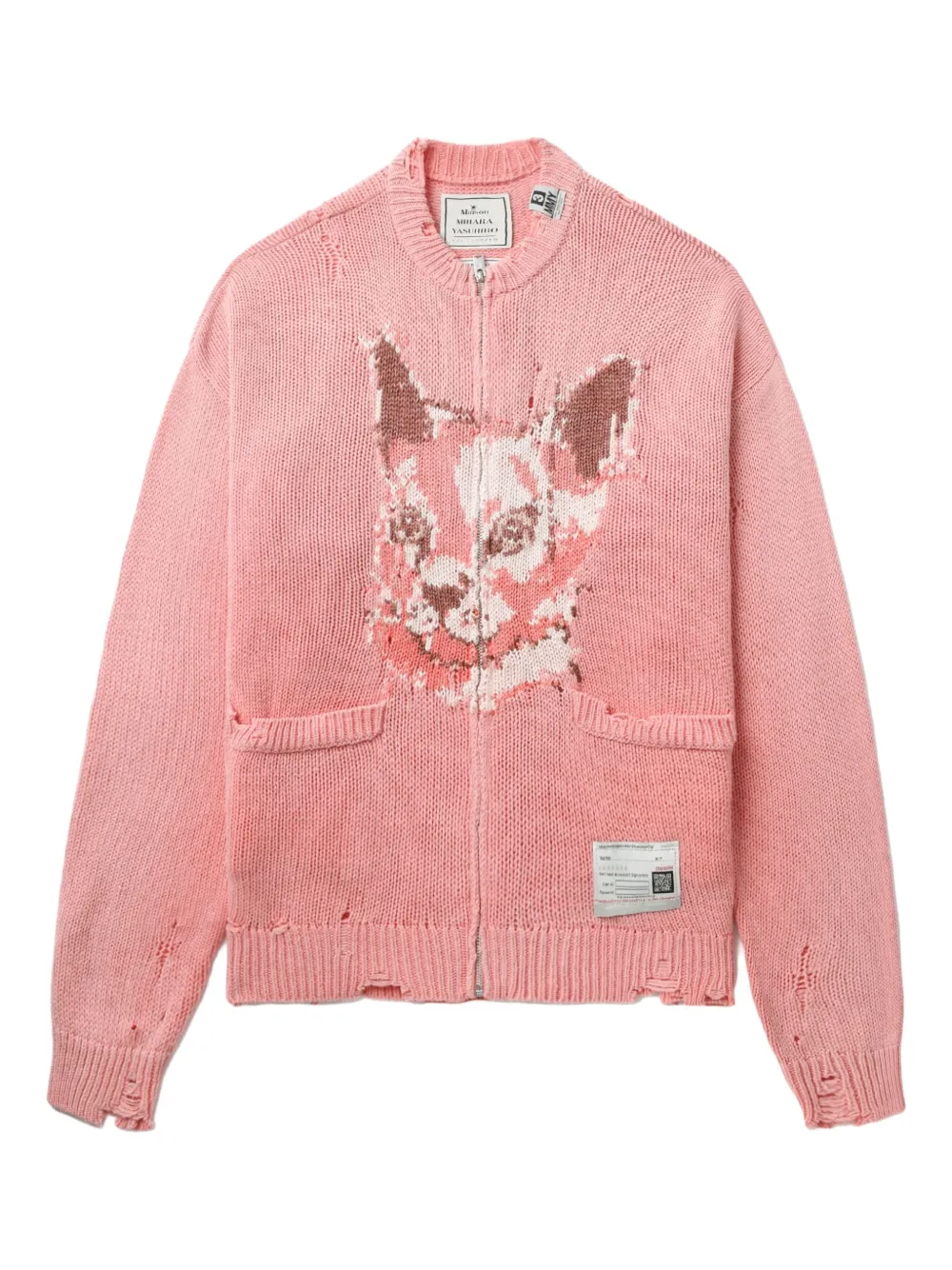 Maison MIHARA YASUHIRO Gerafeld vest met cat-face Roze