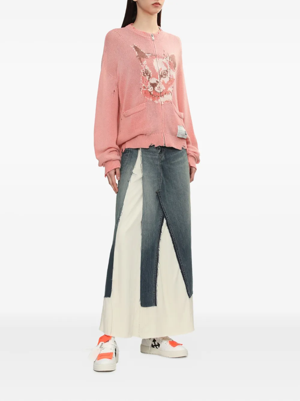Maison MIHARA YASUHIRO Gerafeld vest met cat-face Roze