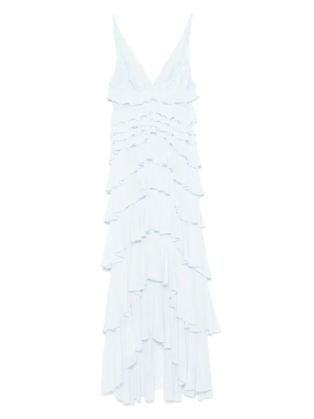 Elisabetta Franchi Georgette gelaagde avondjurk Blauw
