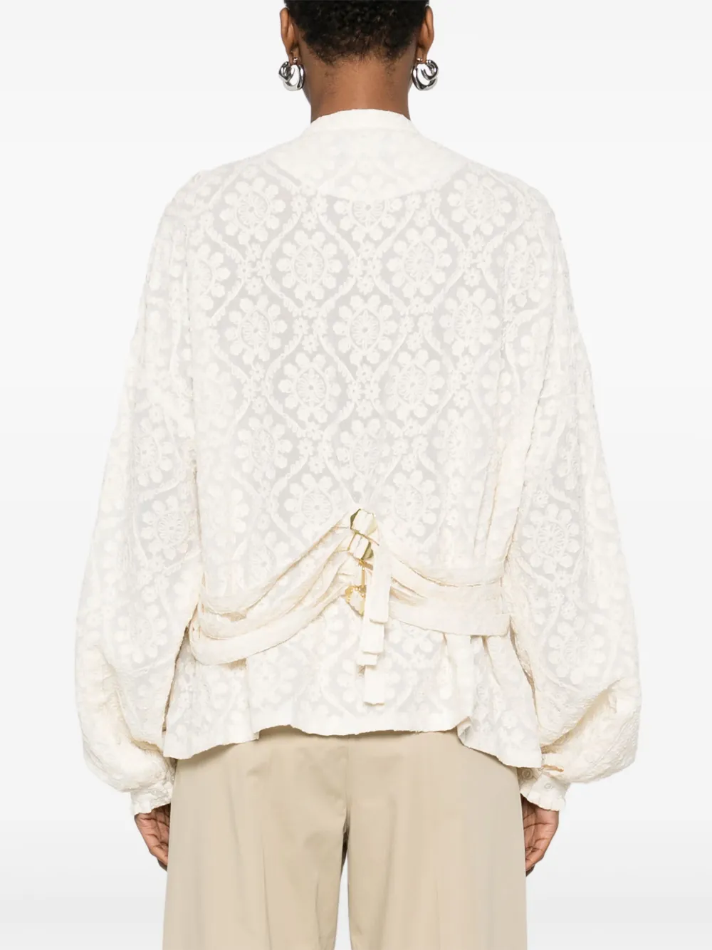 Undercover Blouse met geborduurde bloemen Beige