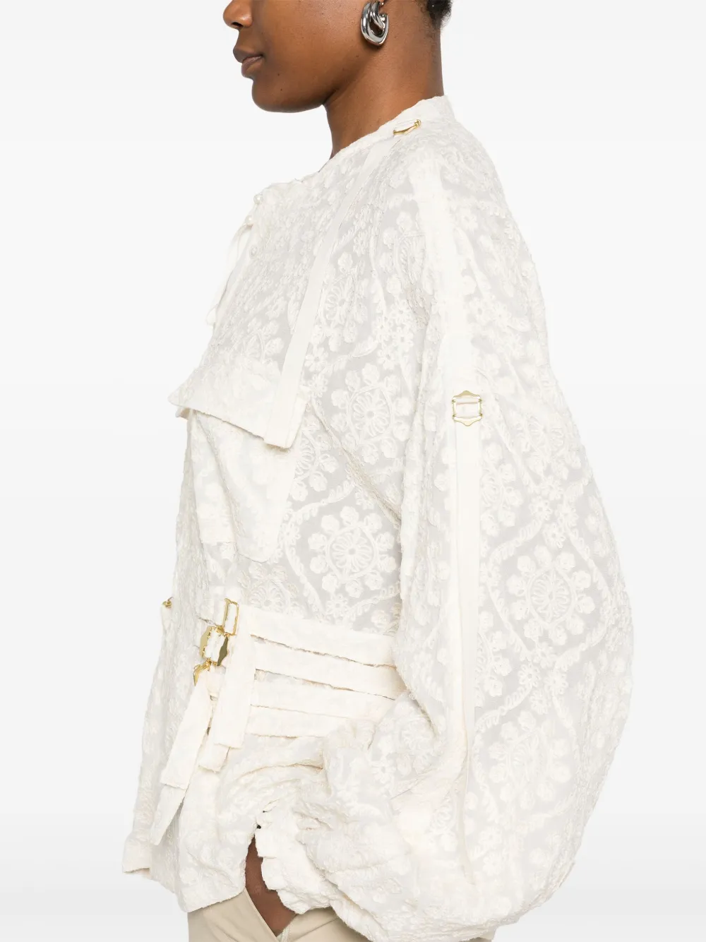 Undercover Blouse met geborduurde bloemen Beige