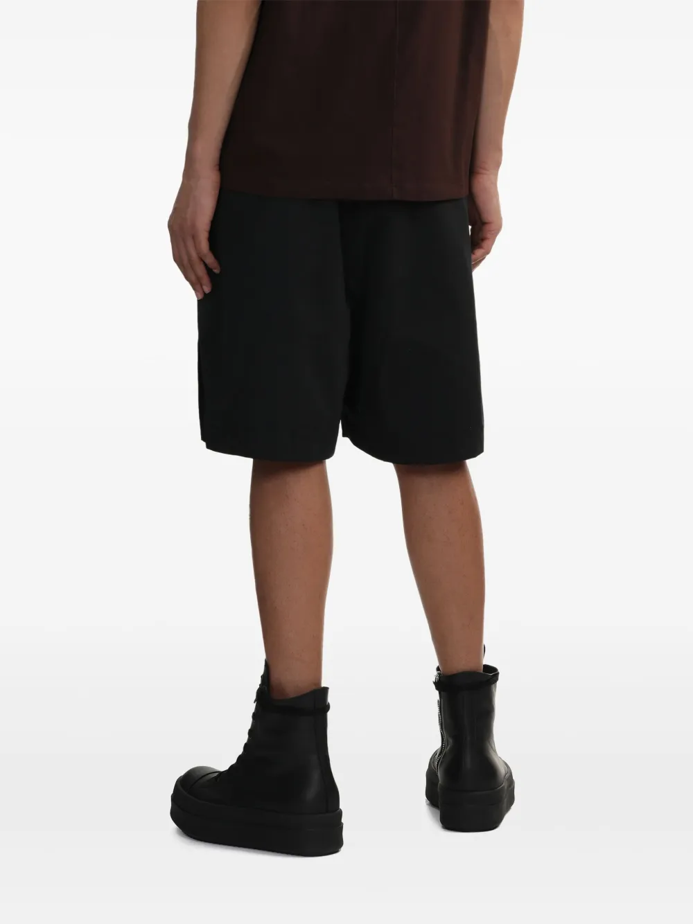 Rick Owens Straight-leg Stretch-cotton Poplin Drawstring Shorts In 黑色