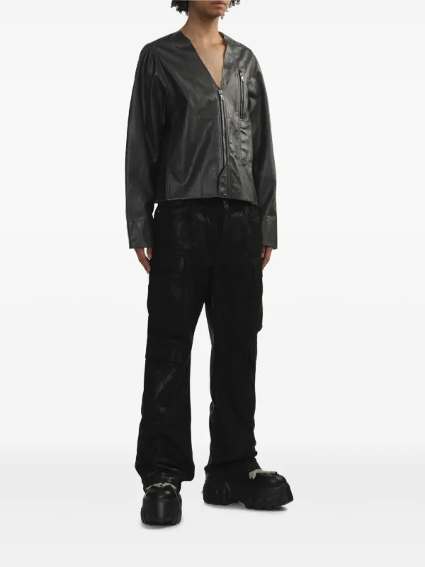 rick owens レザーブルゾン　レザージャケット Rick Owensのブラック フライト レザージャケットがセール中