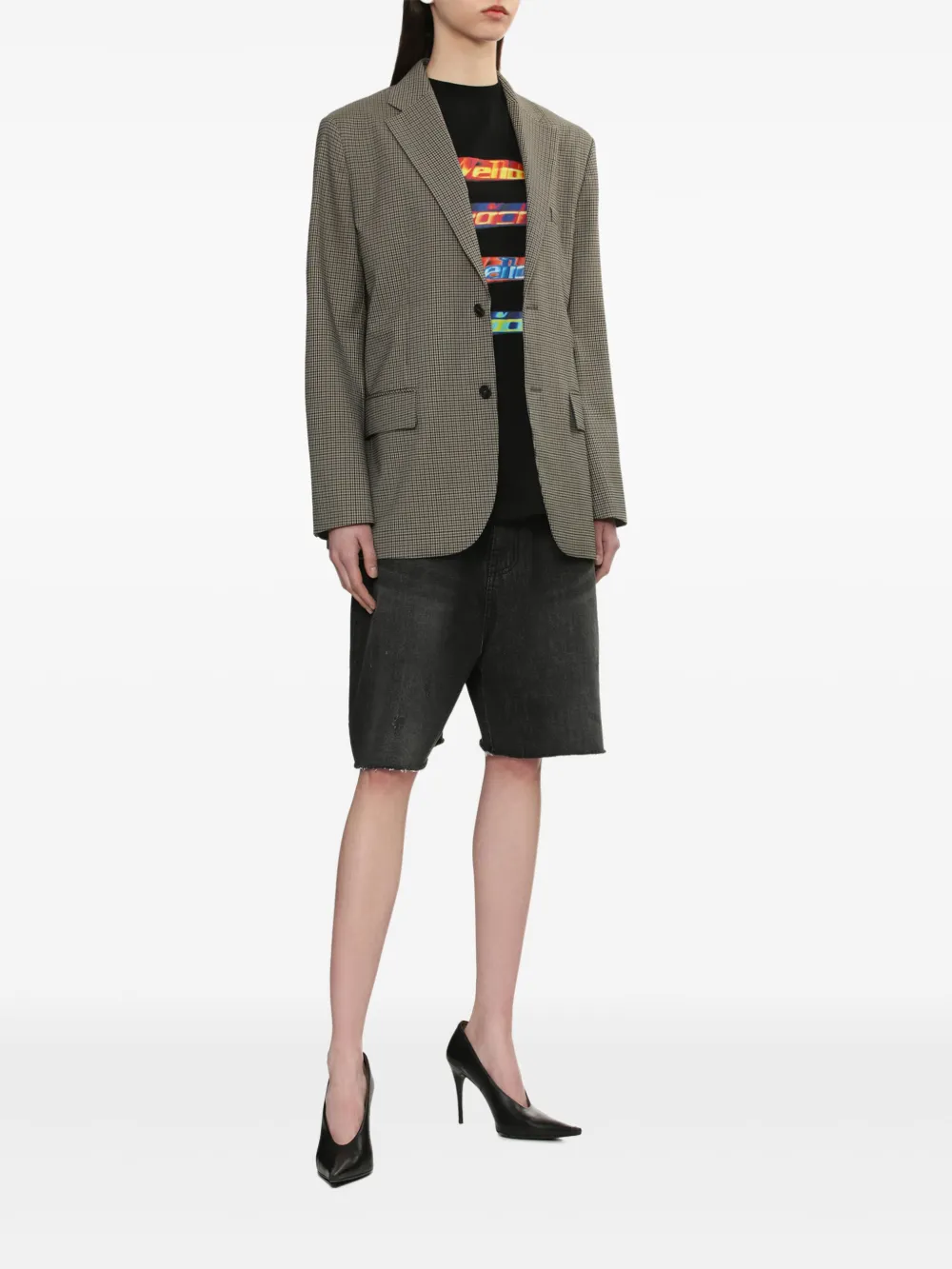 We11done Geruite blazer Beige