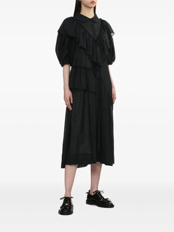 【送料&関税込】Simone Rocha Black V-neck Dress Simone Rocha Slip Dress with Lace Trim in Black Curated at