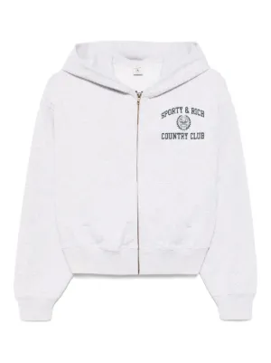 【h】SPORTY & RICH フーディー Buy SPORTY & RICH men grey zippered hoodie with logo for