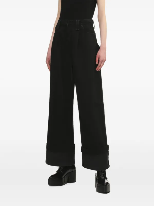 大人エレガント【Simone Rocha】ワイドレッグパンツ Simone Rocha wide-leg Jeans | Black | FARFETCH