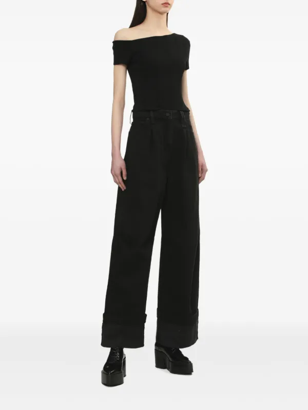 大人エレガント【Simone Rocha】ワイドレッグパンツ Simone Rocha wide-leg Jeans | Black | FARFETCH