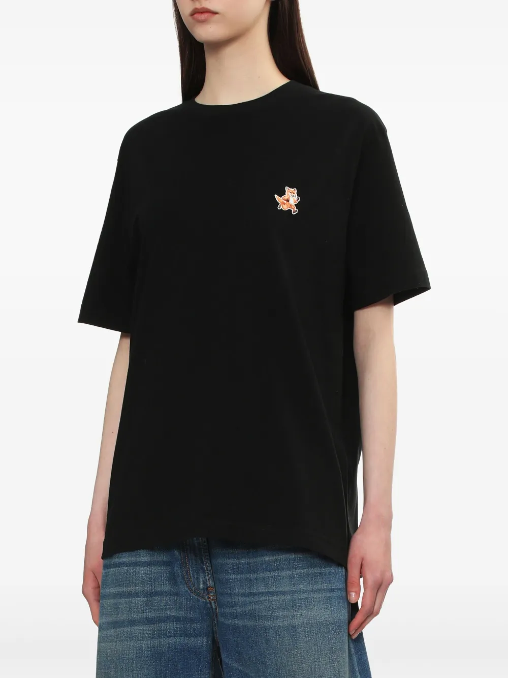 Maison Kitsuné T-shirt met logopatch Zwart